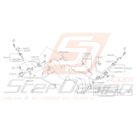 Schéma Injecteur D'essence Origine Subaru FORESTER 97-0238975