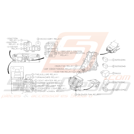 Schéma Pièces Électriques (Relais) Origine Subaru WRX STI 2008 - 201438977