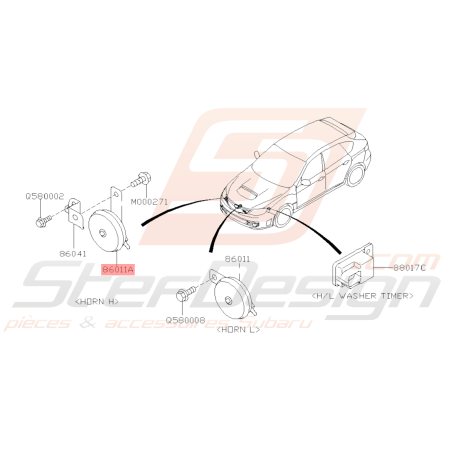 Klaxon Haut Origine Subaru WRX STI 2008 - 201438986