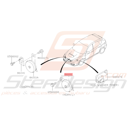 Klaxon Bas Origine Subaru WRX STI 21/01/2006 - 201438991