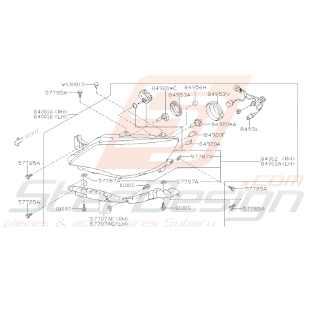 Schéma Phare Type Halogène Origine Subaru WRX 2008 - 201039026