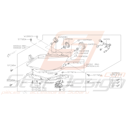 Schéma Phare Type HID Origine Subaru WRX STI 2008 - 201439048