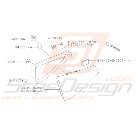 Schéma Garniture de Feu Arrière Origine Subaru WRX STI 2008 - 201439066