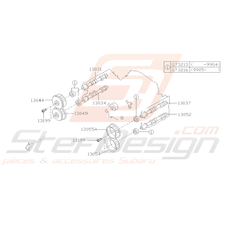 Schéma Arbre à Cames Et Courroie Distribution Origine Subaru FORESTER 97-0239070