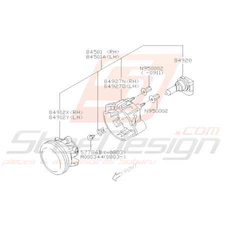 Schéma Feu Antibrouillard Avant Origine Subaru STI 2008 - 201039118