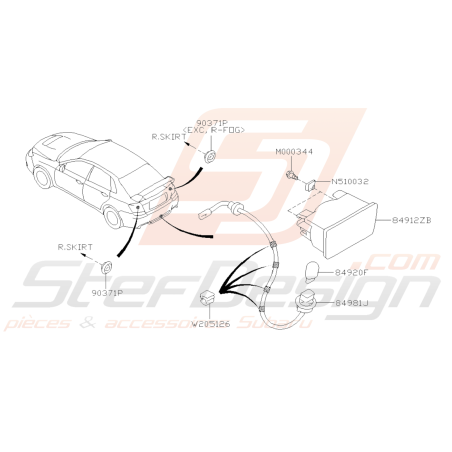 Schéma Feu Antibrouillard Arrière Origine Subaru STI 2011 - 201439137