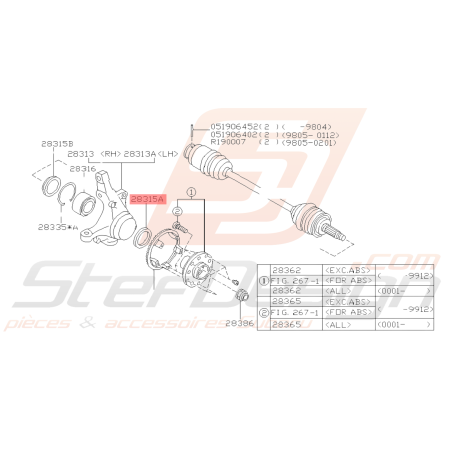 Joint étanchéité moyeu av/ar Origine Subaru WRX 01-07 STI 01-04 GT 93-00 FORESTER 97-0239158