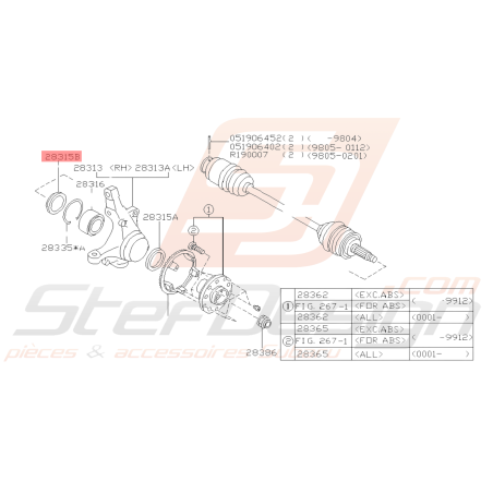 Joint spy roulement Avant Intérieur Origine Subaru GT 93-00 WRX 01-07 STI 01-04 FORESTER 97-0239159