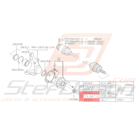 Goujon de roue Origine Subaru GT 93-00 WRX 01-07 STI 01-04 FORESTER 97-0239163