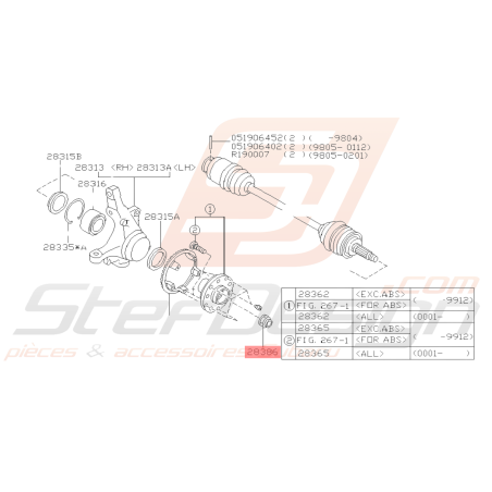Ecrou de Cardan Origine Subaru GT 93-00 WRX STI 01-03/03 FORESTER 97-0239164