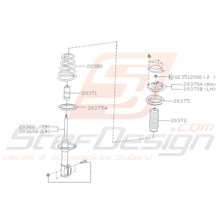 Schéma Amortisseur Arrière Origine Subaru FORESTER Turbo 97-0239165