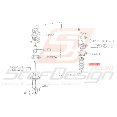 Cache poussière amortisseur Origine Subaru FORESTER 97-02 WRX STI 01-0239169