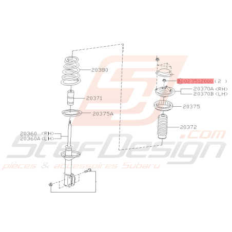 Écrou N°2 auto-bloquant Subaru Impreza GT WRX STI BRZ FORESTER39173