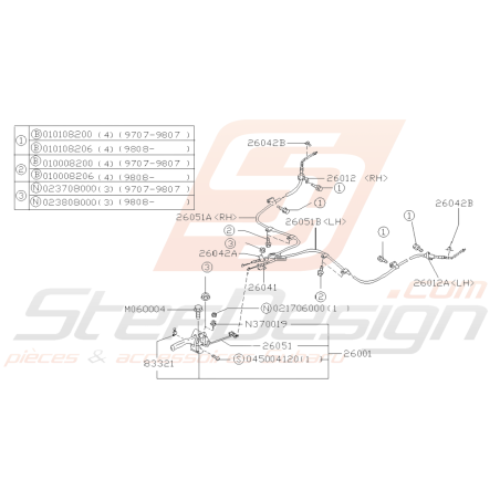 Schéma Système De Frein de Stationnement Origine Subaru FORESTER 97-0239174