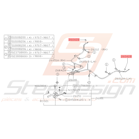 Attache Câble de Frein à main Origine Subaru GT 93-00 WRX/STI 01-14 BRZ 13-19 FORESTER 97-0239180