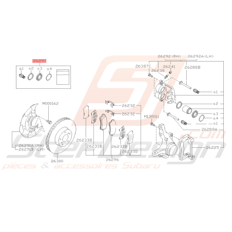 Kit réparation d'étriers avant 2 pistons Origine Subaru FORESTER 97-02 GT 95-9839208