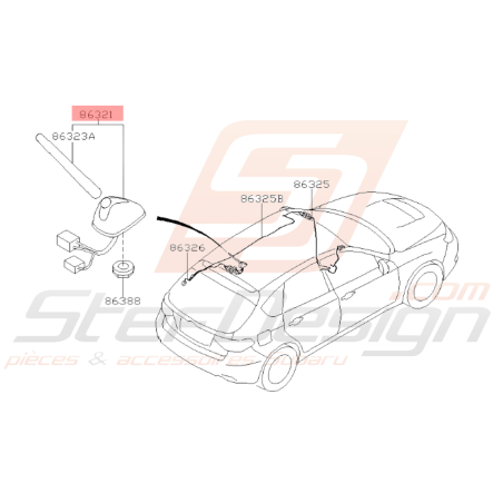 Ensemble d'Antenne Radio Origine Subaru WRX 201039221