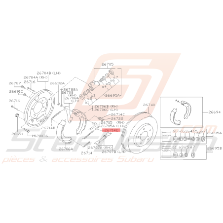 Ressort Réglage Frein à Main Origine Subaru FORESTER 97-02 GT 93-00 WRX/STI 01-1439224