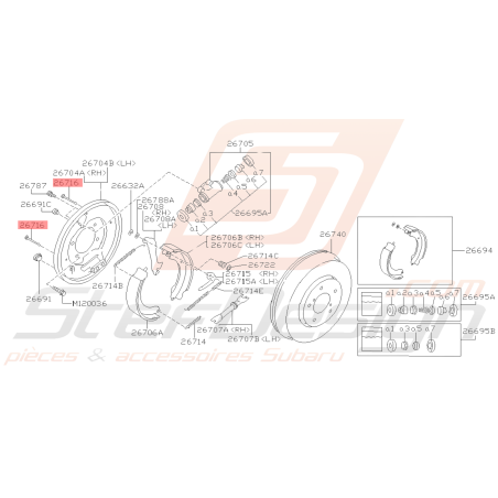 Broche Maintient mâchoire Frein à Main Origine Subaru FORESTER 97-02 GT 93-00 STI 01-07 WRX 01-0739225