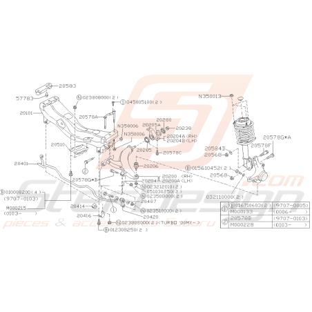 Schéma de Train Avant Origine Subaru FORESTER 1997-200239260