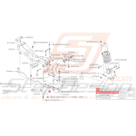 Vis fixation links Avant Origine Subaru FORESTER 97-02  WRX 01-0439286