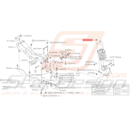 Écrou auto-bloquant Amortisseur Subaru GT 93-00 WRX/STI 01-03/11 FORESTER 97-0239303