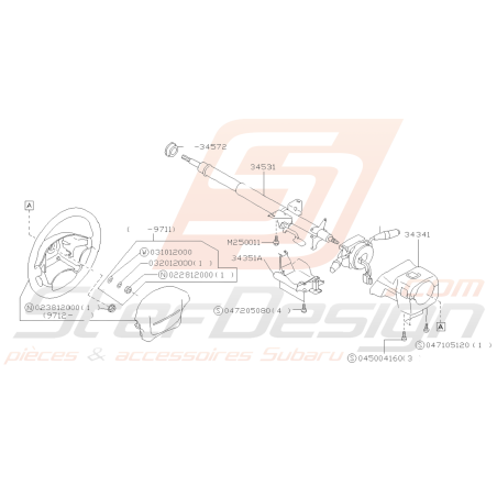 Schéma Colonne de Direction Origine Subaru FORESTER 97-0239320