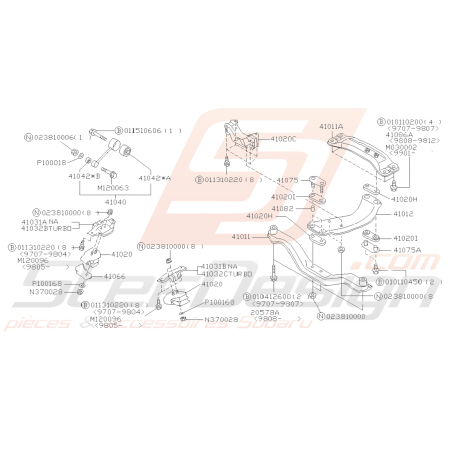 Schéma Supports Moteur FORESTER Turbo 1997-200239334