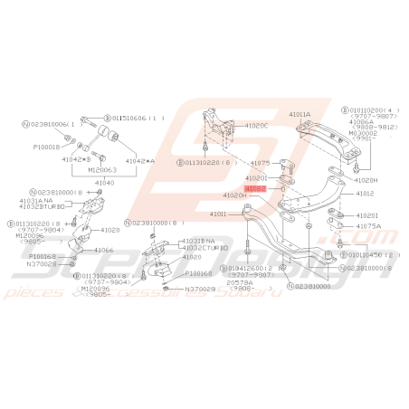 Plaque de Poutre transversale Support de Boite Subaru FORESTER 97-02 GT 97-00 WRX/STI 01-1139352