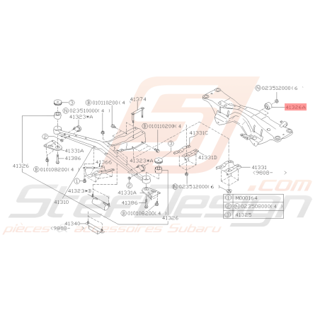 Silent bloc de support de différentiel Origine Subaru FORESTER 97-02 GT 93-0039372