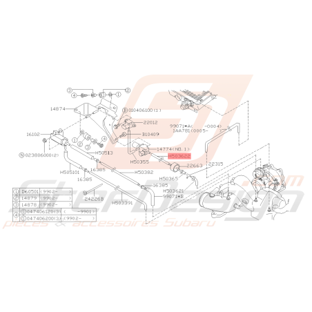 Durite Origine Subaru GT de 97-00 FORESTER 97-0239403