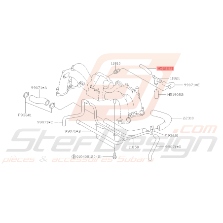 Durite Connecteur/Induction Origine Subaru FORESTER 97-02 GT 97-0039422