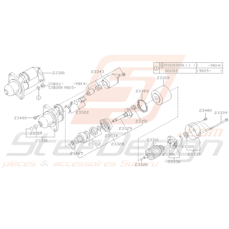 Schéma Démarreur Origine Subaru FORESTER 1997-200239425