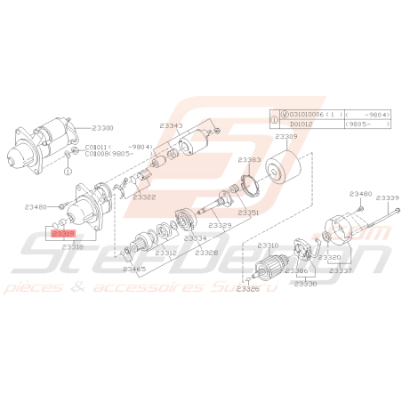 Manchon Roulement Avant Démarreur Origine Subaru GT 07/97-00 FORESTER 97-0239432