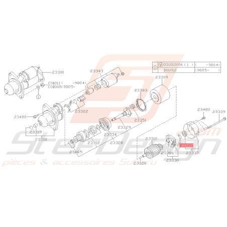 Roulement de Démarreur Origine Subaru GT 07/97-00 WRX 08-10 BRZ 13-19 FORESTER 97-0239433