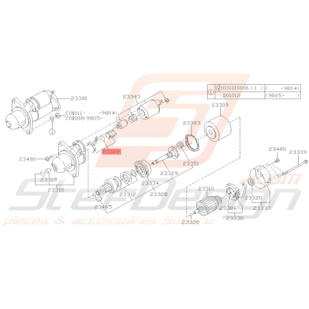 Nécessaire de Levier de Démarreur Origine Subaru GT 07/97-20 FORESTER 97-0239434