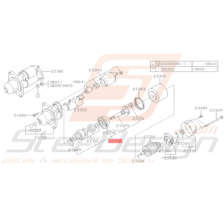 Ensemble Axe de Démarreur Origine Subaru Impreza GT 07/97-00 FORESTER 97-0239435