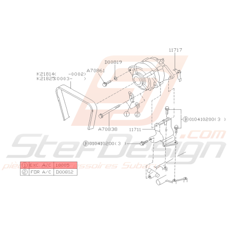 Support avant alternateur Origine Subaru GT 02/97-00 WRX 01-03 STI 01-06/04 FORESTER 97-0239443