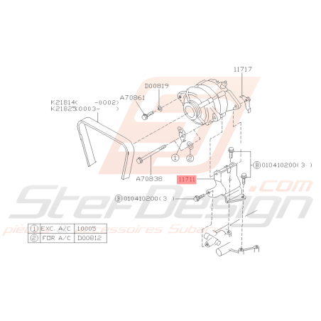 Support d'Alternateur Origine Subaru GT 93-00 WRX 01-03 / 08-09 STI 01-05 FORESTER 97-0239444