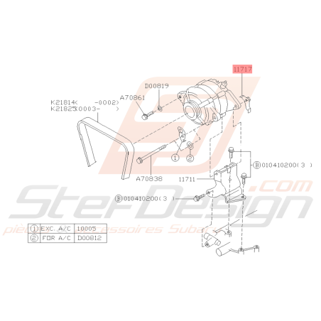 Support d'Alternateur Origine Subaru GT 93-00 WRX STI 01-14 FORESTER 97-0239445