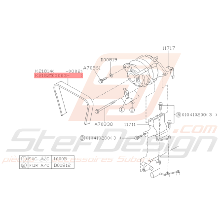 Courroie d'Alternateur Origine Subaru GT 93-00 WRX/STI 01-02 FORESTER 97-0239449