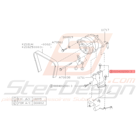 Vis Support d'alternateur et Turbo Subaru GT 94-00 WRX STI 01-14 BRZ 13 FORESTER 97-0239450