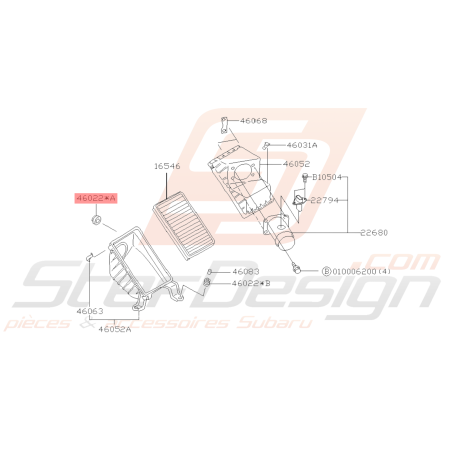 Silent bloc boite à Air n°2 Subaru GT 97-00 STI WRX 01-07 FORESTER 97-0239472