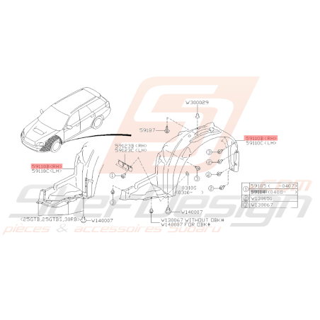 Passage de Roue Avant Origine Subaru Legacy 2005 OBK39639