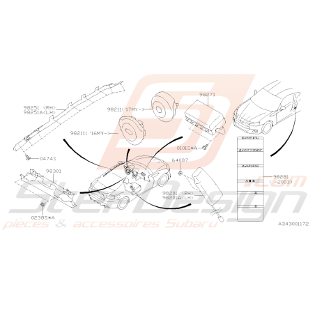 Schéma Airbag Habitacle Origine Subaru BRZ 2013-201939783