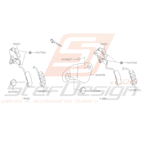 Schéma Système pédales Accélération Origine Subaru BRZ 2013-201939800