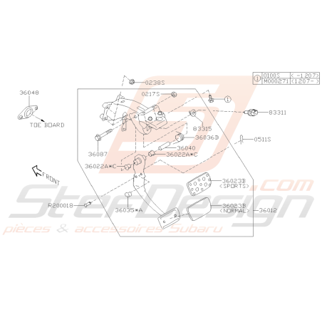 Schéma Système Pédales de Freins Origine Subaru BRZ 2013-201939804