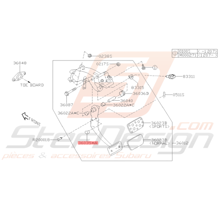 Butée Pédales Origine Subaru BRZ 2013-201939810