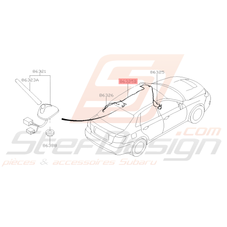 Cable d'Antenne Sans Toit Ouvrant Origine Subaru WRX STI 2008 - 201039888