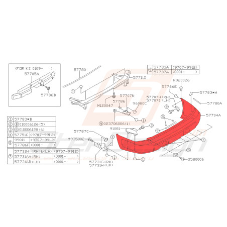 Pare-choc arrière pour subaru forester SF5 199939965